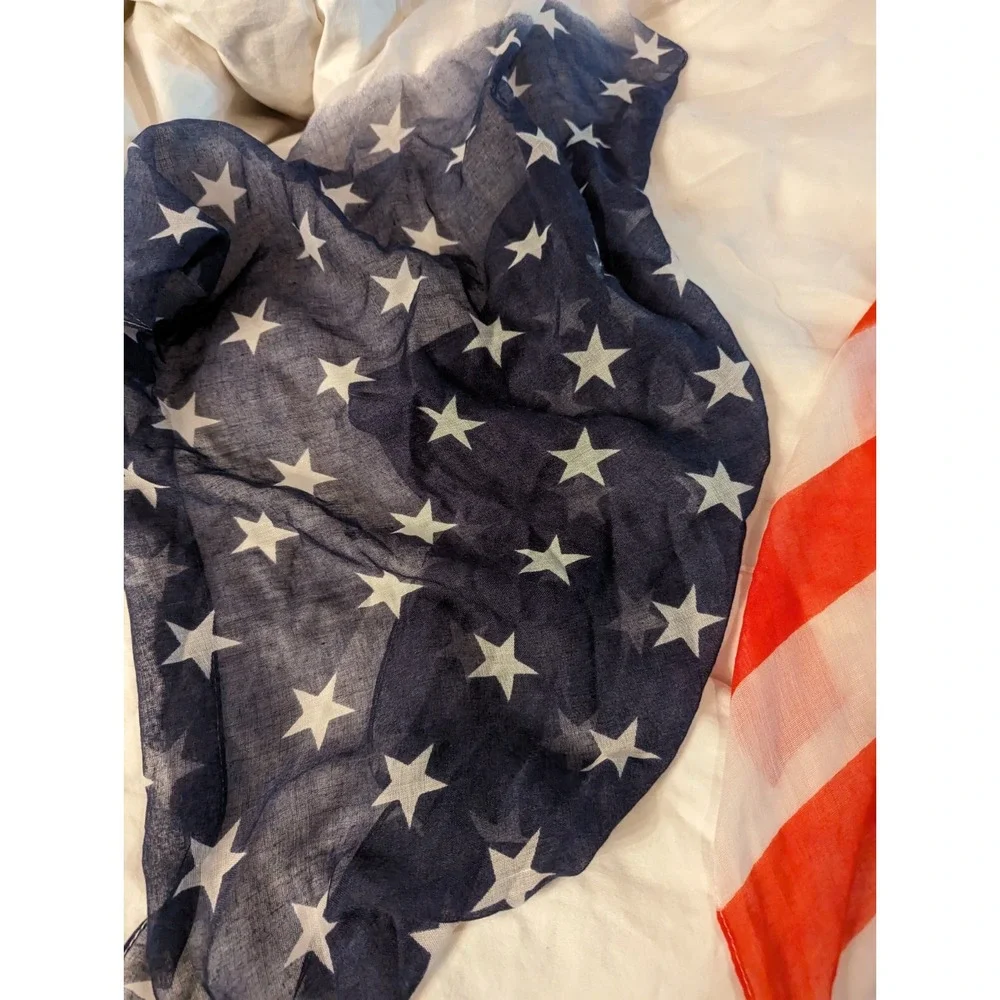 Charming Charlie ? red white blue flag stars & stripes womens neck scarf 68x24" - Picture 5 of 5